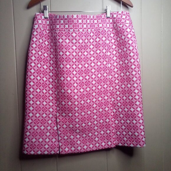 Isabella DeMarco Skirt 10 Career Dressy Geometric Circles Pink White - Picture 3 of 12